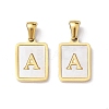 26Pcs Letter A~Z Ion Plating(IP) 304 Stainless Steel Pave Shell Pendants STAS-G327-01G-2