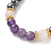 Round Gemstone Stretch Bracelets Sets BJEW-JB09130-6