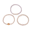 3Pcs 3 Styles Glass Beads Stretch Bracelets for Women BJEW-JB12880-3