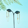 Chain Tassel with Glass Seed Beads Dangle Stud Earrings for Girl Women EJEW-TA00014-2
