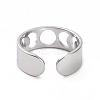 304 Stainless Steel Hollow Out Moon Phase Open Cuff Ring for Women RJEW-C053-04P-3