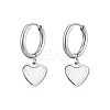 Stylish 304 Stainless Steel Shell Heart Dangle Hoop Earrings for Women's Daily Wear PJ8705-1