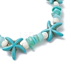 3Pcs 3 Colors Synthetic Turquoise & Natural Freshwater Shell Beads Stretch Bracelets for Women BJEW-JB12537-5