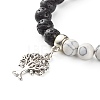 Natural Lava Rock and Synthetic Howlite Round Beads Stretch Bracelet for Men Women BJEW-JB06929-6