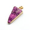 Plated  Natural  Druzy Agate Triangle Pendants G-PH0026-02-2