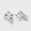 Brass Cubic Zirconia Slide Charms ZIRC-S063-01F-P-2