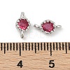 Brass Cubic Zirconia Flat Round Connector Charms KK-H204-02P-05-3