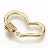 Brass Micro Pave Clear Cubic Zirconia Screw Carabiner Lock Charms ZIRC-S066-007-2