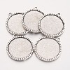 Tibetan Style Flat Round Alloy Pendant Cabochon Settings TIBEP-Q049-19AS-RS-2