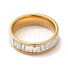 Vacuum Plating 304 Stainless Steel Finger Ring with Cubic Zirconia RJEW-Z029-02G-2