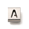 Letter Style 304 Stainless Steel Square Slide Charms STAS-L132-13A-1