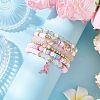 6Pcs 6 Styles Handmade Polymer Clay Heishi & Glass & Electroplate Non-magnetic Synthetic Hematite & Rose Quartz Beads Stretch Bracelets & Alloy Enamel Charm Bracelets BJEW-JB12231-2