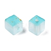 Frosted Glass Beads with Golden Glitter Powder DGLA-NH001-6mm-01C-2