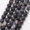 Natural Black Agate Bead Strands G-K166-12-10mm-03-1
