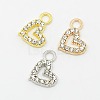 Alloy Crystal Rhinestone Heart Charms for Valentine's day Jewelry X-RB-D071-M-1