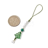 Brass Glass with Natural Quartz Crystal with Natural White Jade Mobile Straps HJEW-JM02288-2