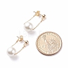 Shell Pearl with Brass Dangle Chain Stud Earrings for Women EJEW-TA00083-2