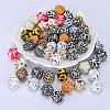 Colorful Pattern Printed Silicone Focal Beads SI-JX0022A-06-5