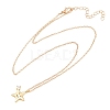 Brass Pave Clear Cubic Zirconia Smiling Face Star Pendant Necklaces KK-CBA6599-04A-G-2