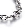 304 Stainless Steel Kitten Charm Bracelets BJEW-L637-27-P-3