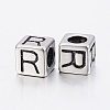 304 Stainless Steel Large Hole Letter European Beads STAS-H428-01AS-R-2