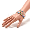 Synthetic Hematite & Polymer Clay Heishi Beads Stretch Bracelets Set BJEW-JB07429-01-3