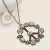 Bohemian Flower Peace Sign Alloy & Glass & Plastic Pearl Pendant Necklaces FS-WG15A32-02-1