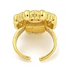 Rack Plated Brass Micro Pave Cubic Zirconia Flower Open Cuff Rings for Women RJEW-Z042-02G-01-3