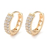 Brass Micro Pave Clear Cubic Zirconia Hoop Earrings EJEW-S234-04G-1