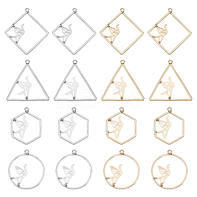 16Pcs 8 Style Alloy Hollow Pendants FIND-OC0001-36-1