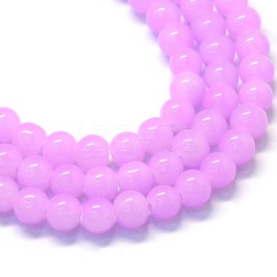Baking Paint Imitation Jade Glass Round Bead Strands X-DGLA-Q021-8mm-23-1