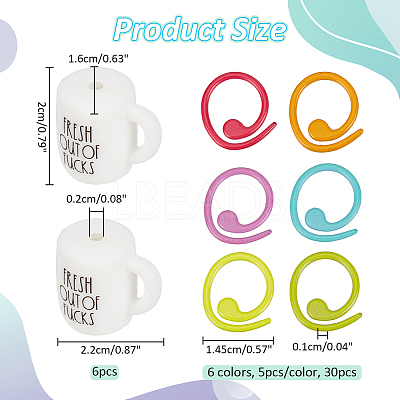 Cup with Word Food Grade Eco-Friendly Silicone Knitting Needle Stoppers DIY-NB0010-69-1