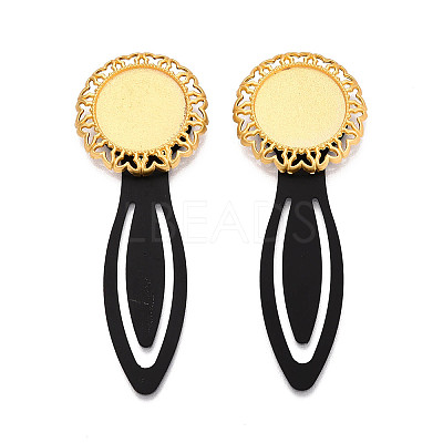 Alloy & Iron Bookmark Cabochon Settings PALLOY-N184-07G-1