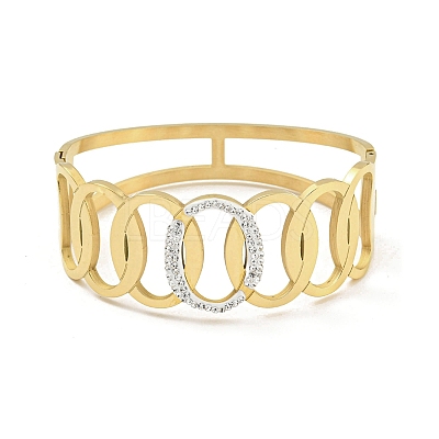 304 Stainless Steel Pave Crystal Rhinestone Hollow Out Hinged Bangles for Women BJEW-D044-07B-G-1
