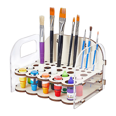Acrylic & Wood Oil Painting Brush Pen Storage Rack ODIS-WH0043-245-1