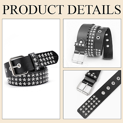 Platinum Star Rivet PU Leather Chain Belts for Jeans AJEW-WH20096-87B-1