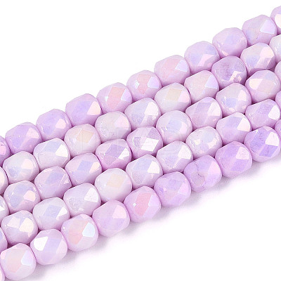 Anti-Tarnish Electroplate Glass Beads Strands GLAA-N057-6mm-04-1