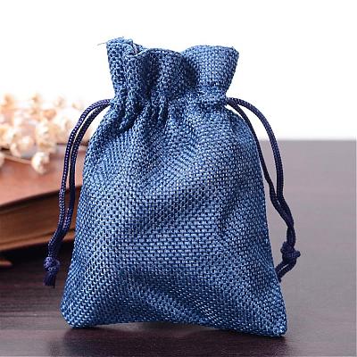 Polyester Imitation Burlap Packing Pouches Drawstring Bags ABAG-R005-9x12-12-1