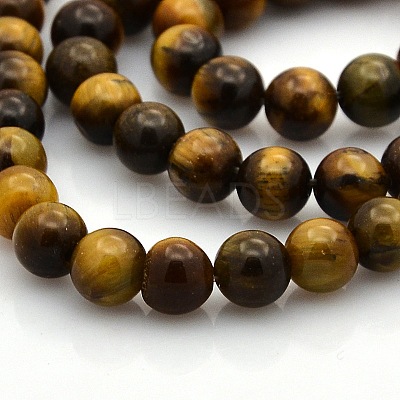 Natural Tiger Eye Round Beads Strands G-N0120-14-6mm-1