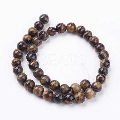 Natural Tiger Eye Round Bead Strands X-G-R200-10mm-1
