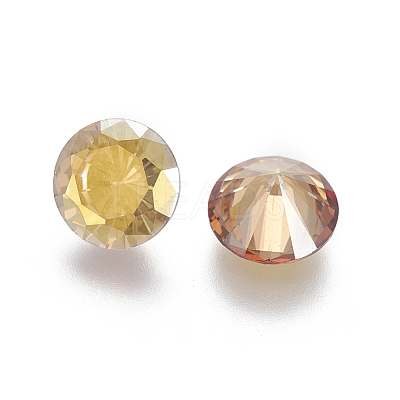 Electroplated Cubic Zirconia Pointed Back Cabochons ZIRC-I024-8mm-01-1