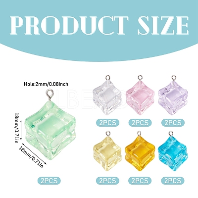 14Pcs 7 Colors Transparent Acrylic Pendants TACR-TA0001-78-1