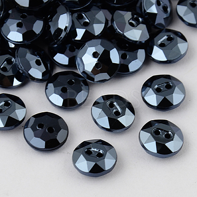 2-Hole Taiwan Acrylic Rhinestone Flat Round Buttons BUTT-F015-11.5mm-18-1