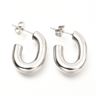 Tarnish Resistant 201 Stainless Steel Half Hoop Earrings EJEW-C501-16P-A-1