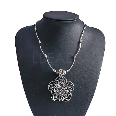 Mandala Flower Bohemian Style Alloy Pendant Necklaces FS-WG43472-01-1