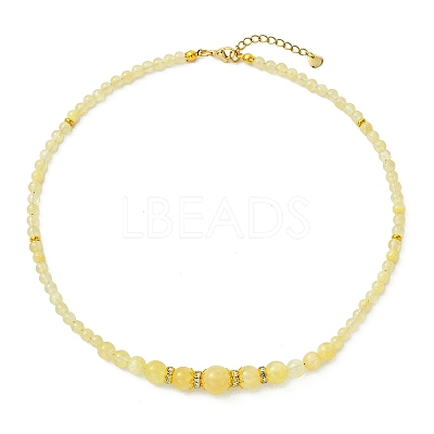 Natural Golden Silk Jade Round Graduated Beaded Necklaces NJEW-JN06330-1