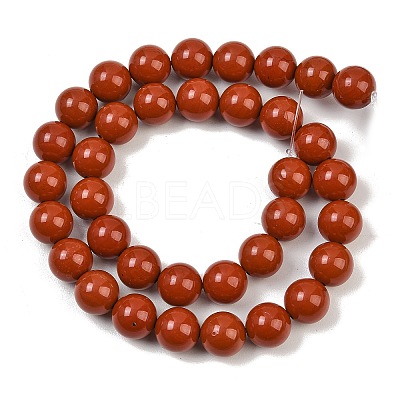 Grade A Natural Red Jasper Bead Strands G-P075-36-10mm-1