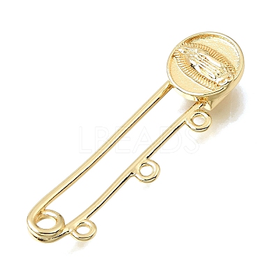 Virgin Mary Brass Safety Pins Brooch Findings KK-E802-41B-G-1