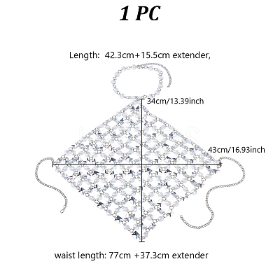 Iron & Clear Acrylic Chest Bikini Body Chains for Sexy Women AJEW-WH0348-730-1