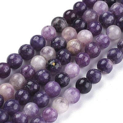Natural Lepidolite/Purple Mica Stone Beads Strands G-K415-6mm-1